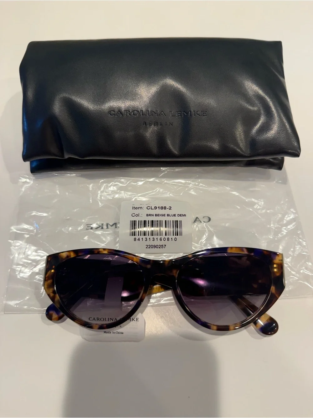 NEW Carolina Lemke Berlin Dree Brown & Blue Demi Cat Eye Sunglasses CL9188